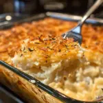 Delicious Hashbrown Casserole served in a baking dish