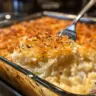 Delicious Hashbrown Casserole served in a baking dish