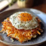 Healthy sweet potato hash browns served on a plate with a garnish