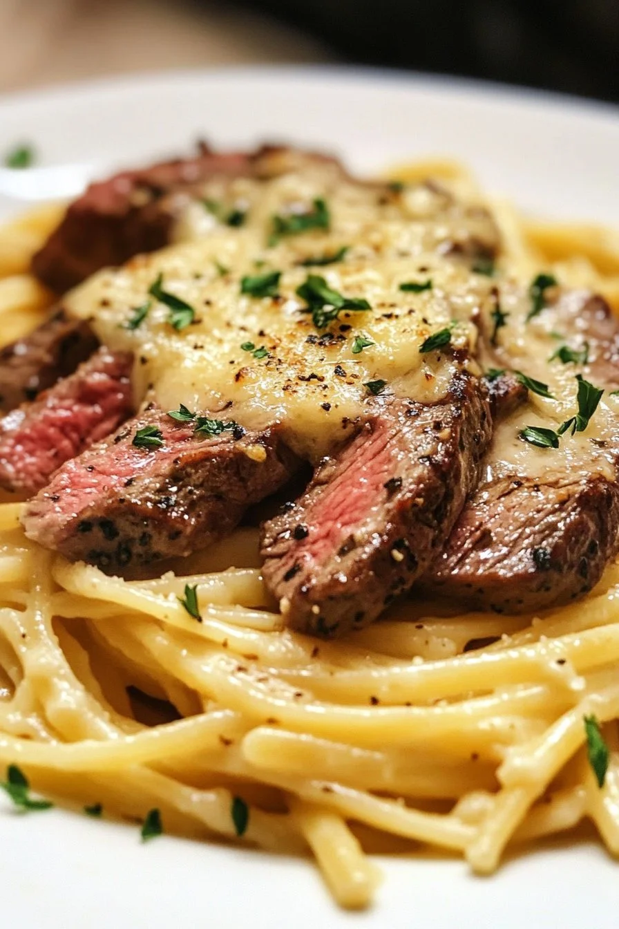 Indulgent Creamy Garlic Parmesan Steak Pasta Delight