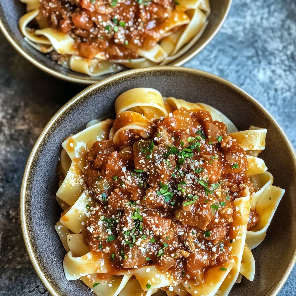 Delicious Instant Pot Lamb Ragu served with pasta