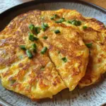 Korean cheese potato pancakes made without rice flour, delicious and crispy.