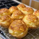 Cheesy leftover mashed potato puffs served on a plate