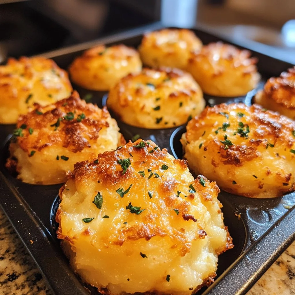 Leftover mashed potato cheese puffs served on a plate
