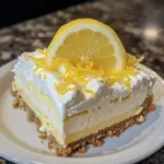 Delicious lemon cheesecake topped with fresh lemon zest and berries