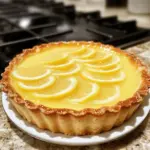 Homemade lemon tart with a golden crust and vibrant lemon filling