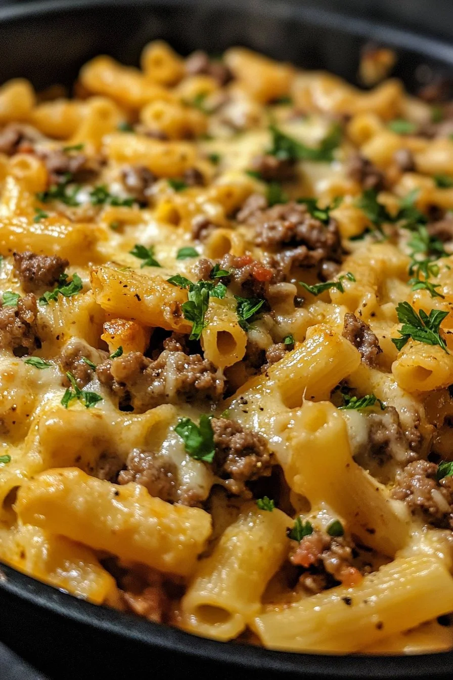 Loaded Cheeseburger Alfredo Pasta