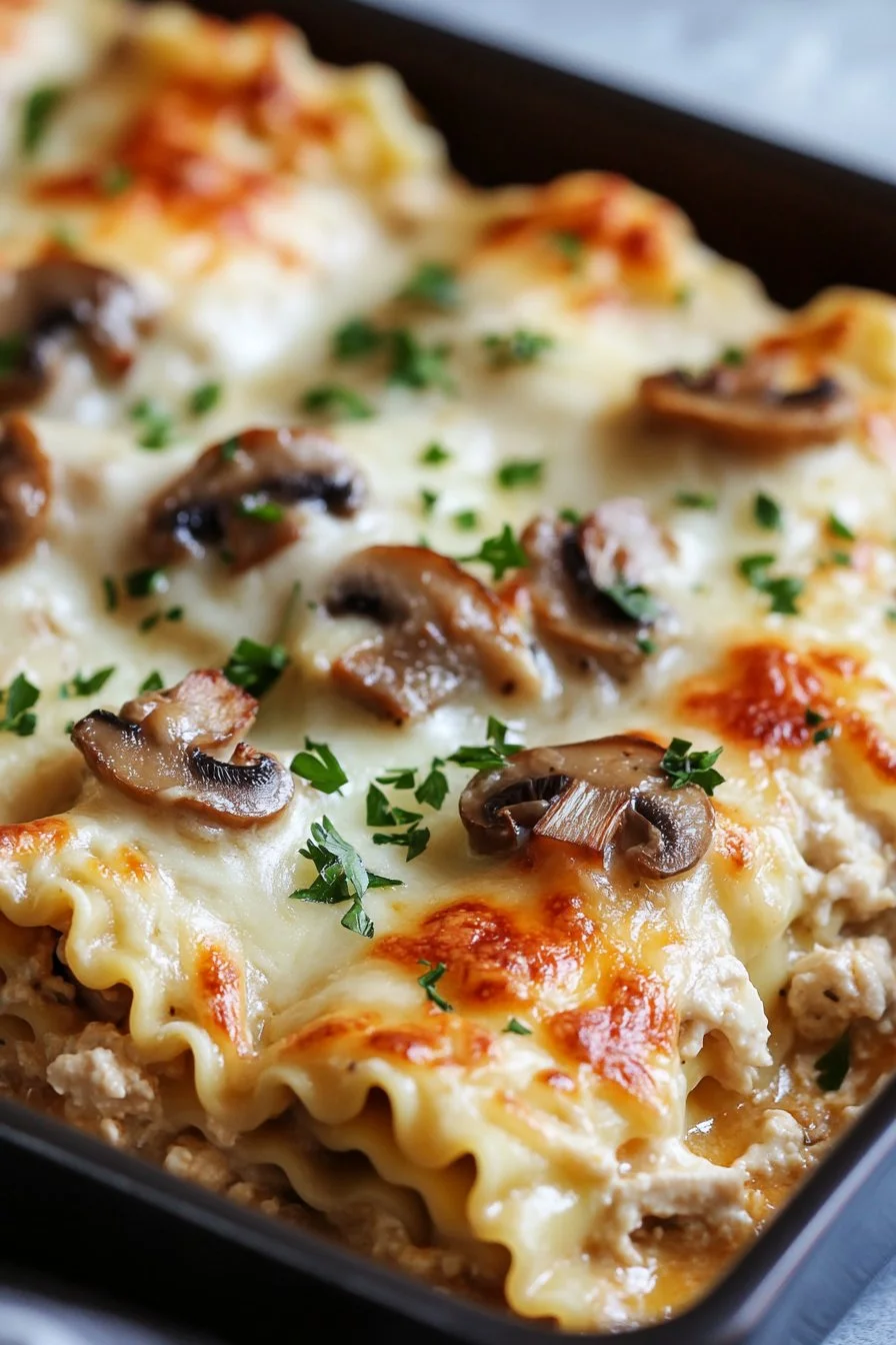 Mushroom Chicken Lasagna Roll Ups