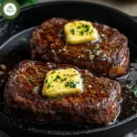 Juicy New York Strip Steak grilled to perfection with a side of vegetables
