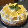 Delicious no bake lemon cheesecake topped with lemon zest and mint leaves