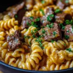 One-Pot Creamy Spicy Garlic Butter Steak & Pasta dish
