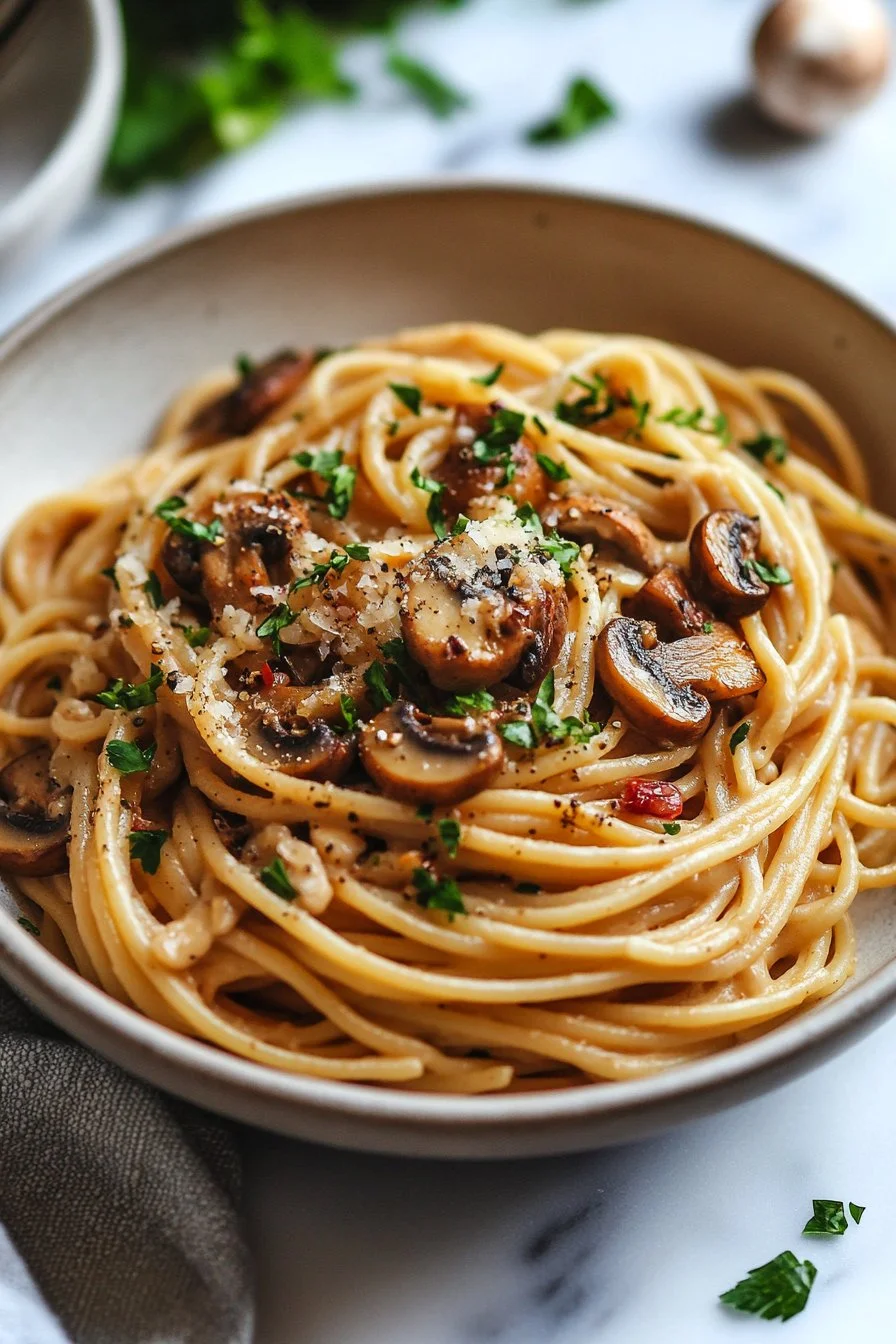 One-Pot Mushroom and White Bean Pasta