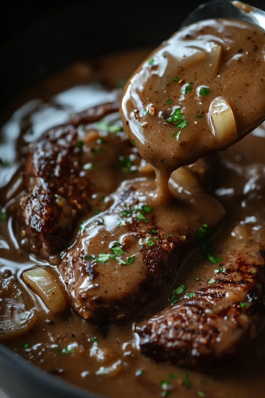 Onion Gravy Smothered Steak Recipe
