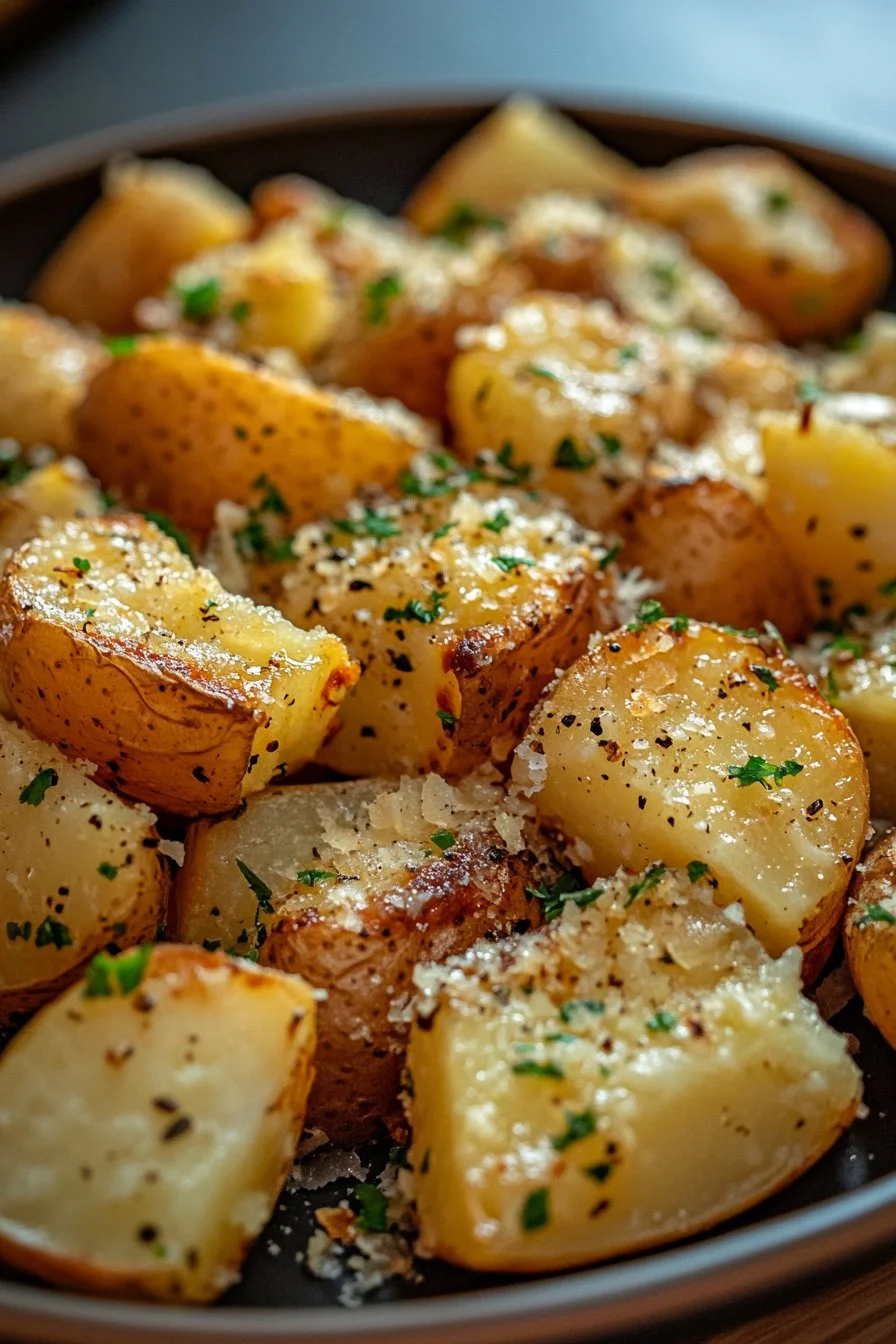 Parmesan Crusted Potatoes with Garlic Butter
