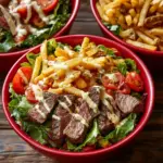 Delicious Pittsburgh steak salad with grilled steak and fresh greens