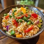 Delicious Ramen Noodle Salad with fresh vegetables and dressing