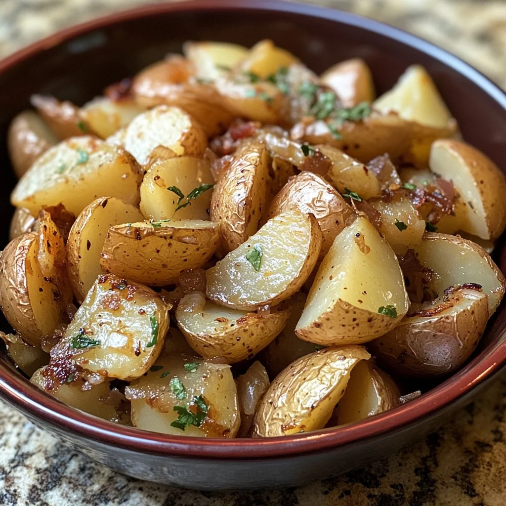 Savory Slow Cooker Lipton Potatoes in a bowl ready to serve.
