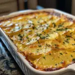 Deliciously creamy scalloped potatoes baked to perfection