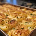 Small batch funeral potatoes dish, creamy and cheesy comfort food