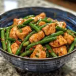 Delicious speedy chicken and green beans recipe served on a plate