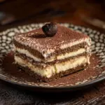 Delicious homemade tiramisu dessert with coffee and mascarpone layers
