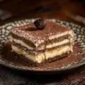 Delicious homemade tiramisu dessert with coffee and mascarpone layers