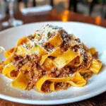 Delicious bowl of Tuscan Ragu sauce served over pasta