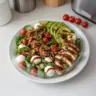 Baked marinated chicken salad topped with mozzarella and balsamic vinaigrette.