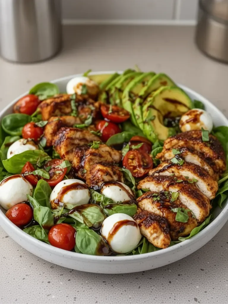 Baked Marinated Chicken Salad with Mozzarella and Balsamic Vinaigrette