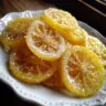 Delicious homemade candied lemon slices on a plate