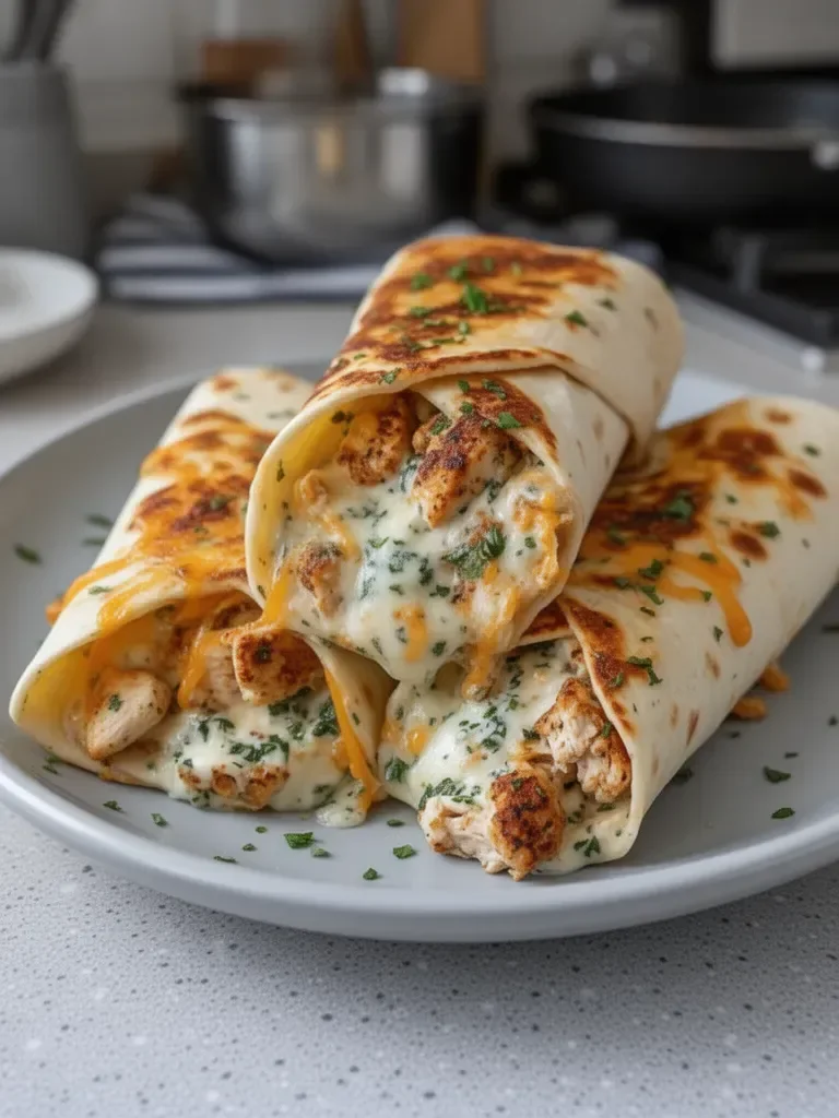 Cheesy Garlic Chicken Wraps