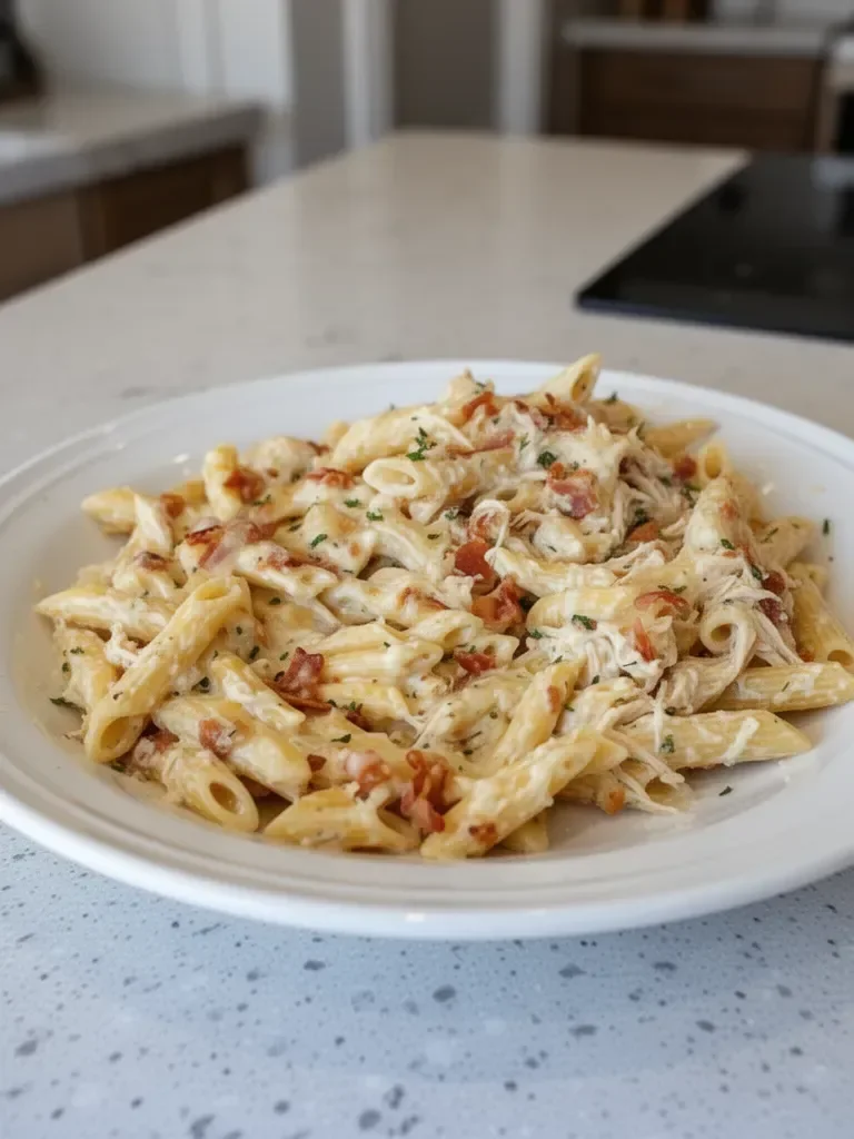 Chicken Bacon Ranch Baked Penne