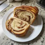 Freshly baked Cinnamon Swirl Bread with a golden crust and fragrant cinnamon filling
