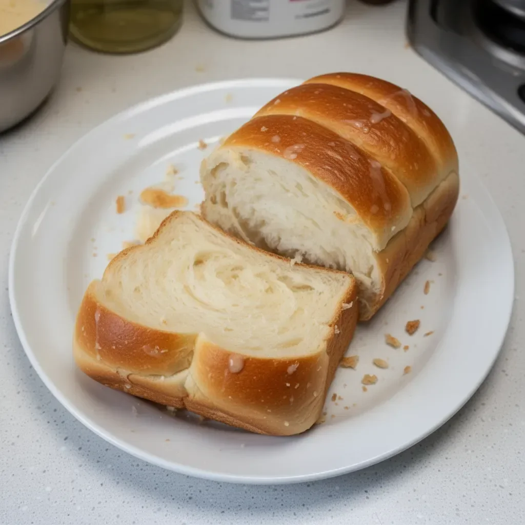 Delicious homemade condensed milk bread fresh out of the oven