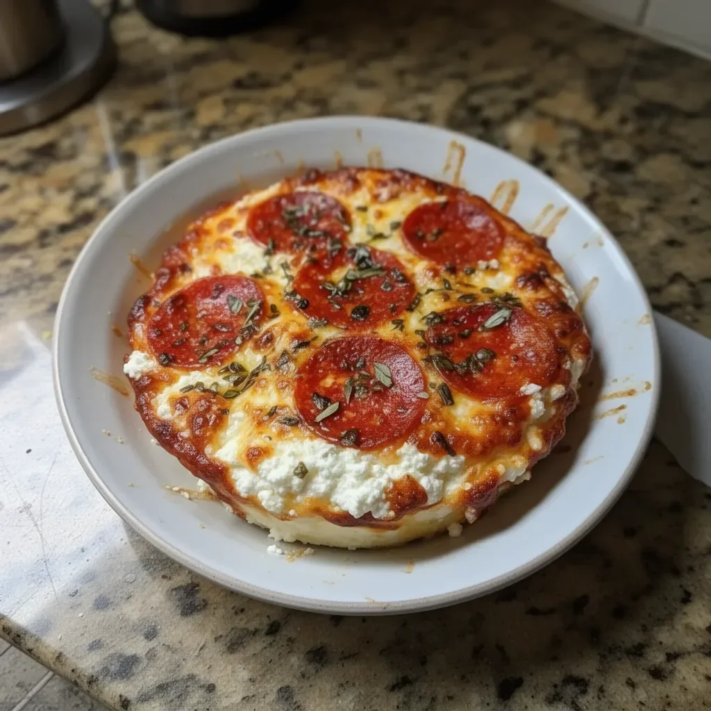 Delicious Cottage Cheese Pizza Bowl with fresh toppings and a crispy crust.