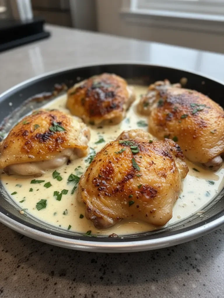 Creamy Garlic Parmesan Chicken Thighs Recipe