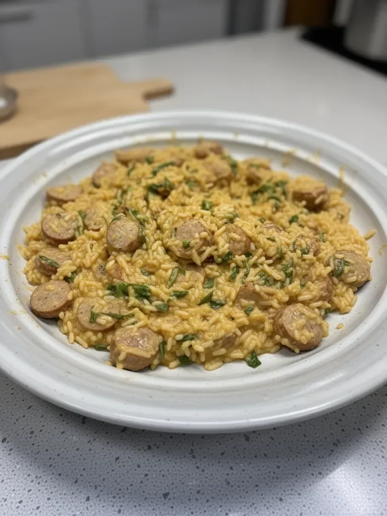 Creamy One Pot Chicken Sausage and Rice Recipe