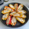 Easy cheese stuffed mini peppers filled with Everything bagel seasoning