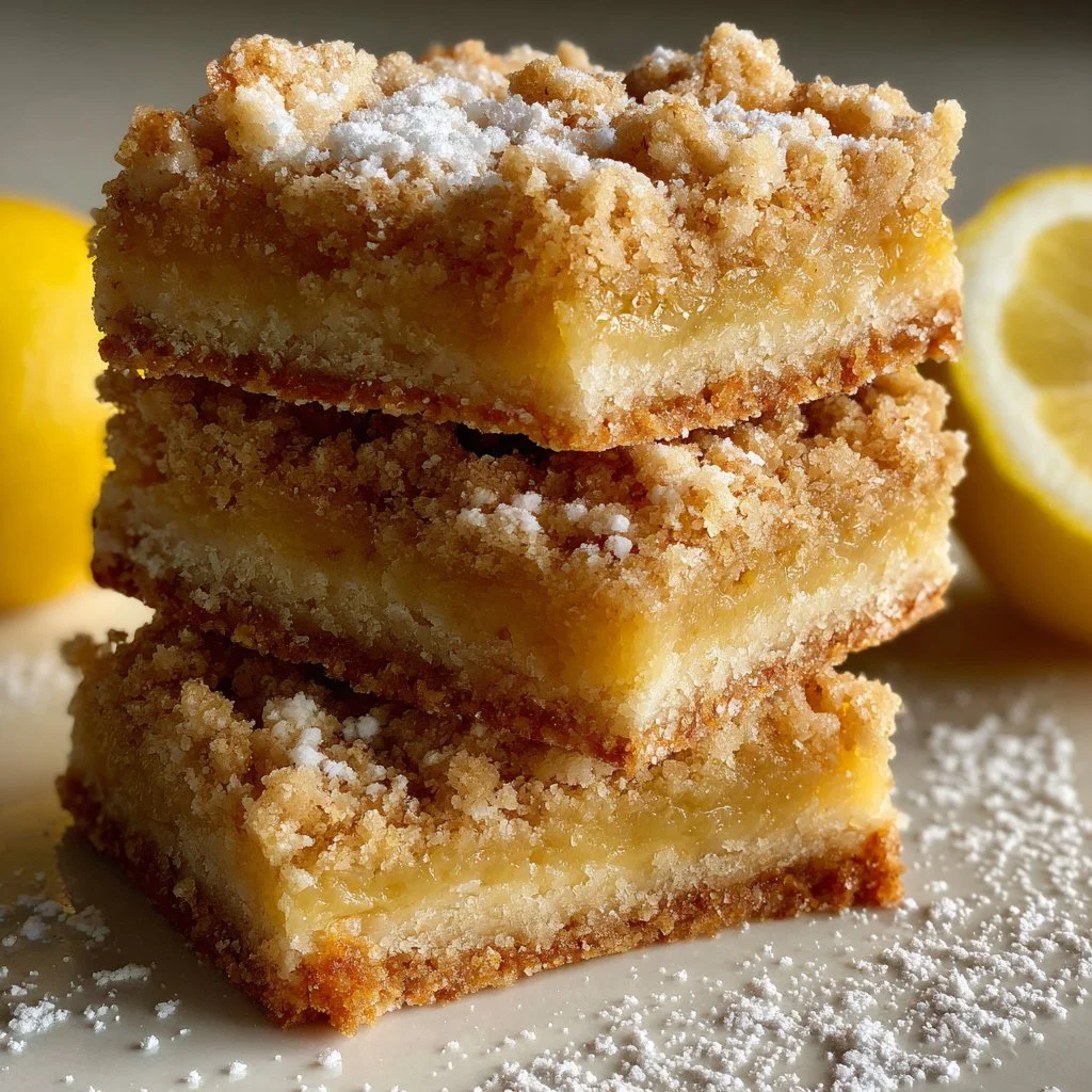 Easy lemon crumble bars with a zesty lemon filling and buttery crumble topping.