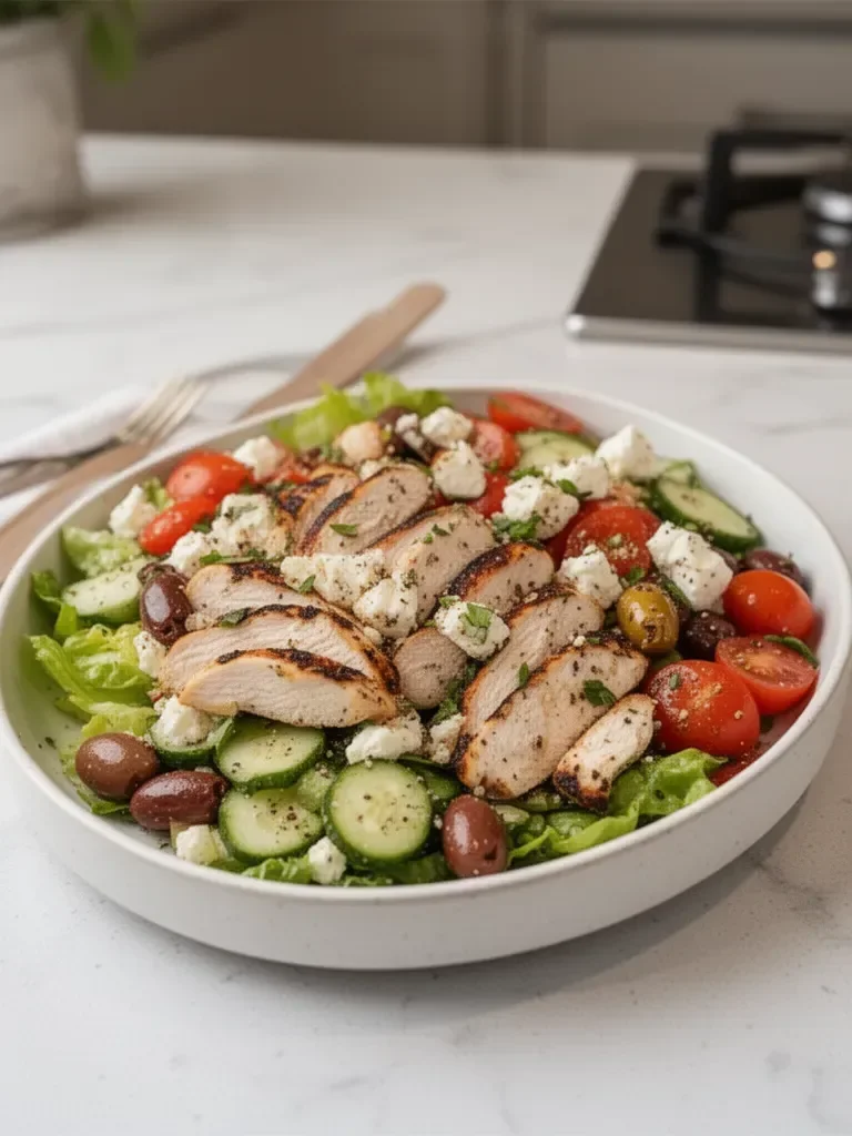 Fresh Greek Salad with Chicken