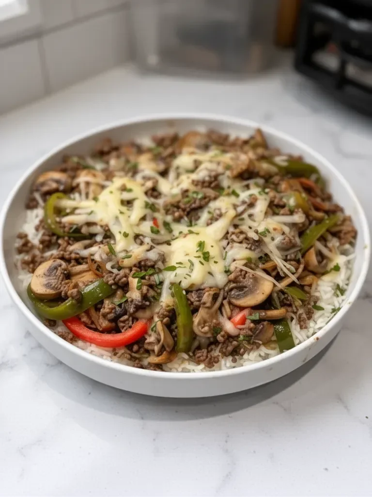 Ground Beef Philly Cheesesteak Meal Prep