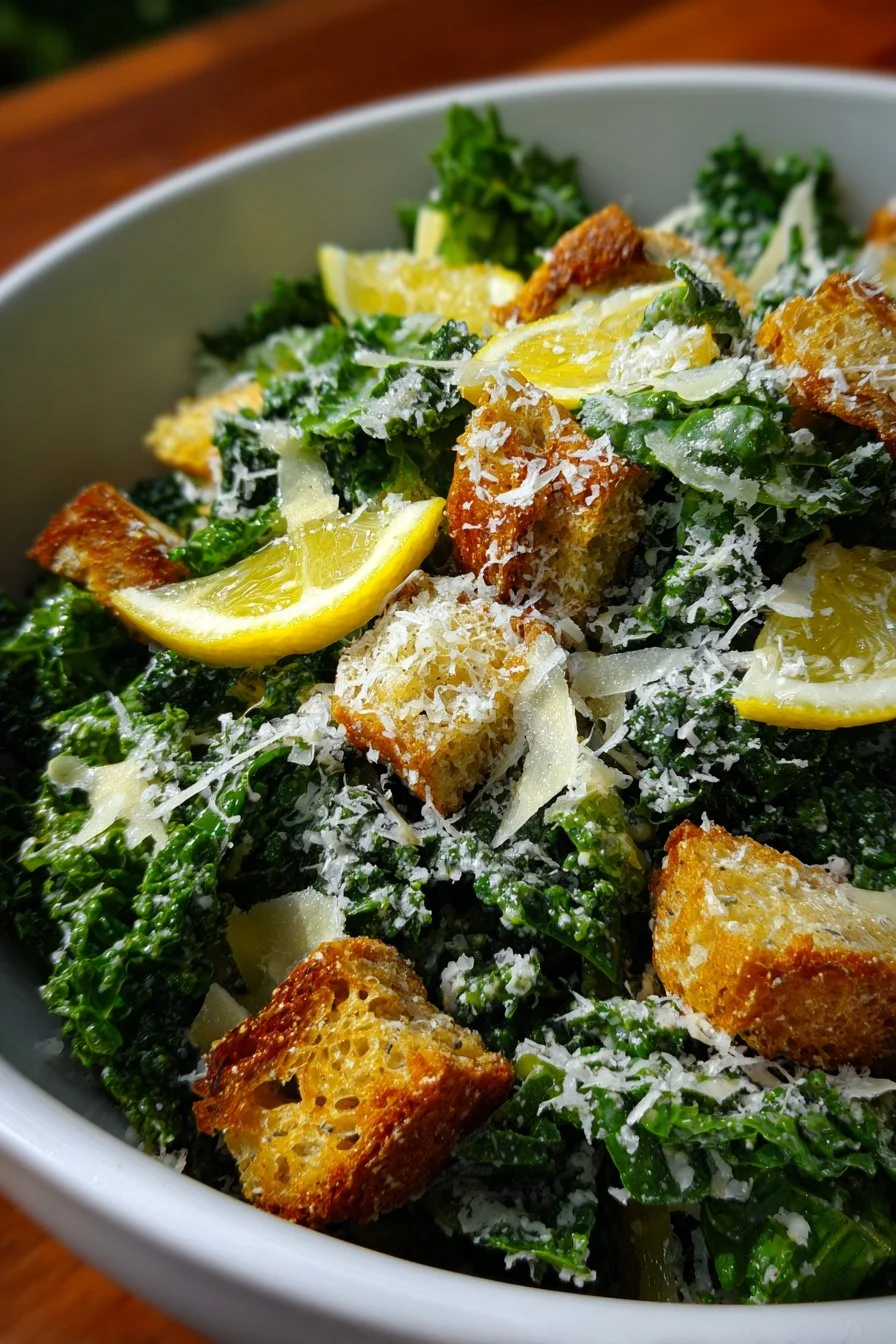 Happy Hormone Vegan Lemon Kale Caesar Salad