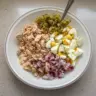 Healthy and delicious tuna egg salad served in a bowl
