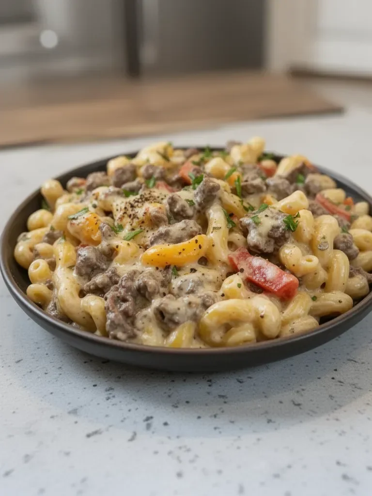 High-Protein Creamy Philly Cheesesteak Mac & Cheese Bliss