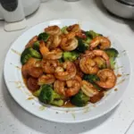 High-Protein Honey Garlic Shrimp served with vegetables