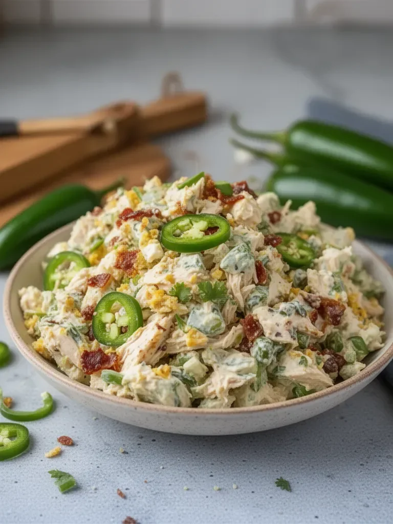 High Protein Jalapeno Popper Chicken Salad Recipe – Low Carb Chicken Salad with Bacon, Cheese & Jalapeños