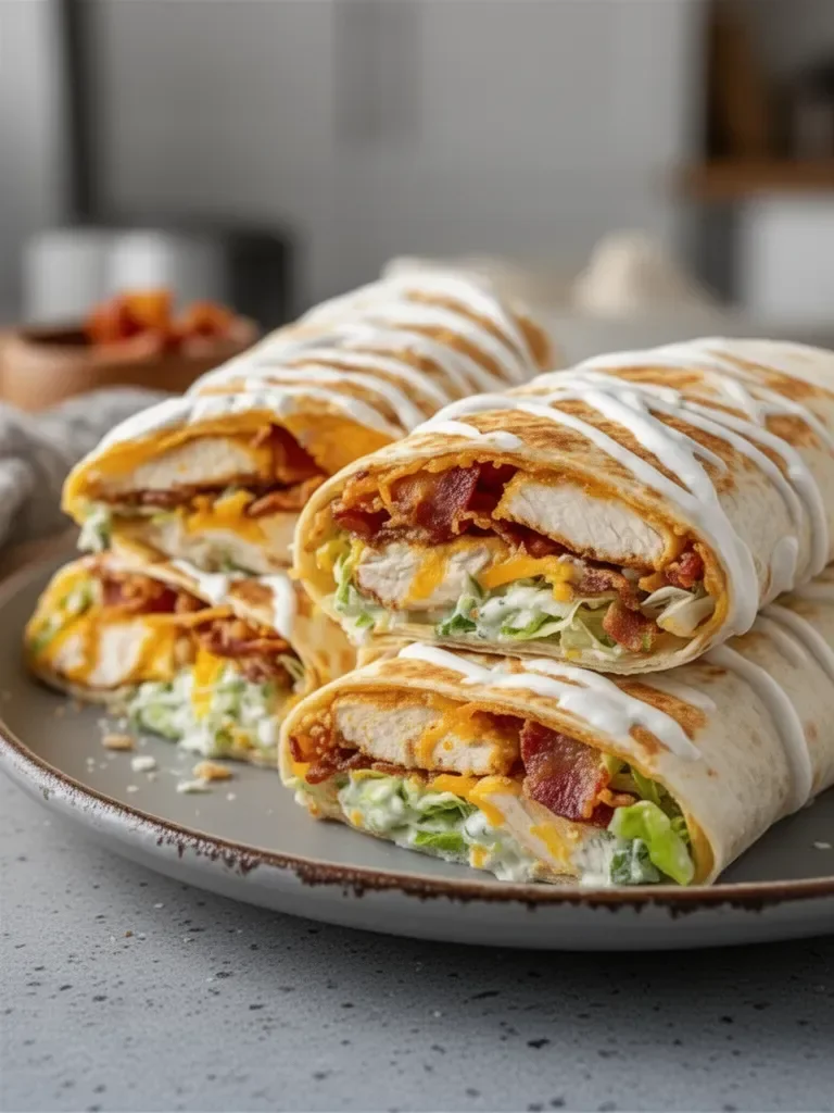Homemade Crispy Bacon Ranch Chicken Wraps