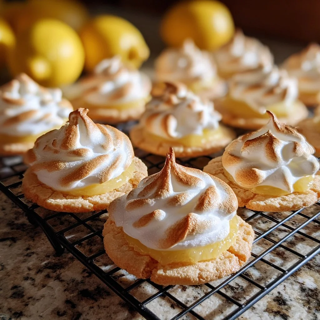 Lemon Meringue Pie Cookies garnished with meringue and lemon zest