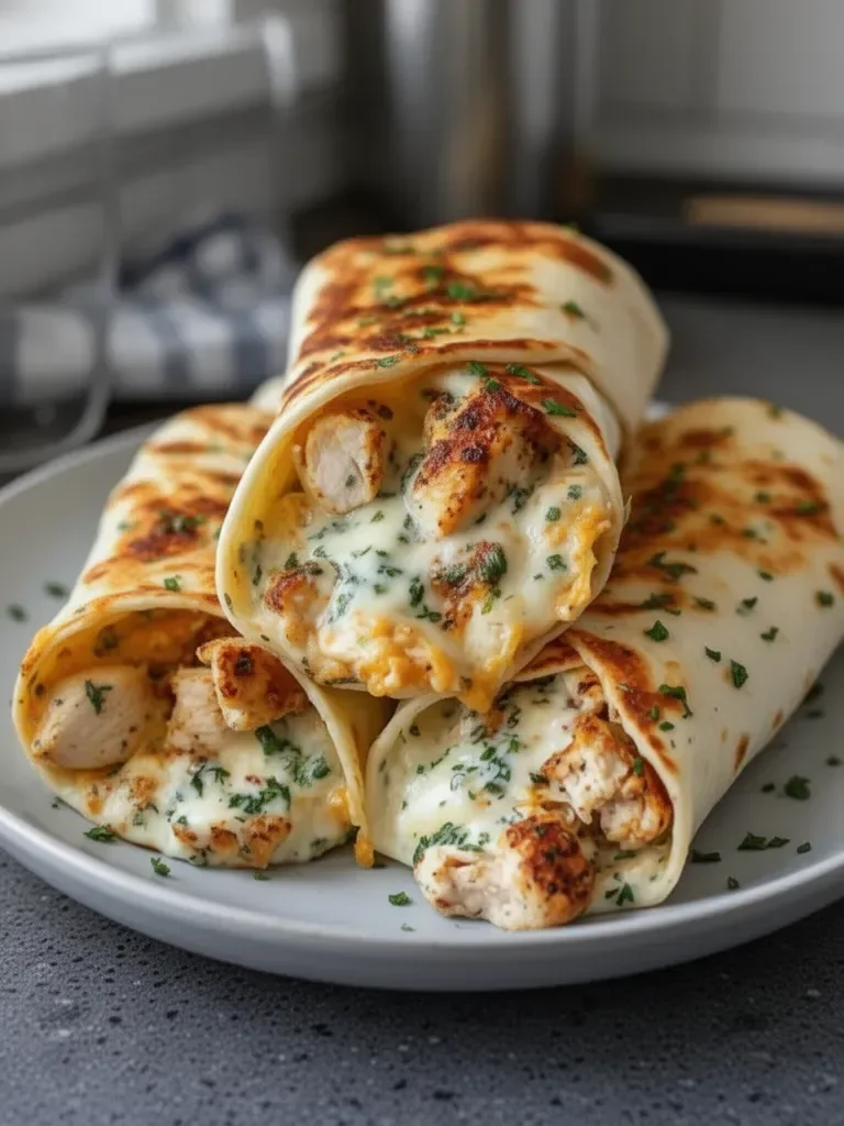 Low Carb Cheesy Garlic Chicken Wraps