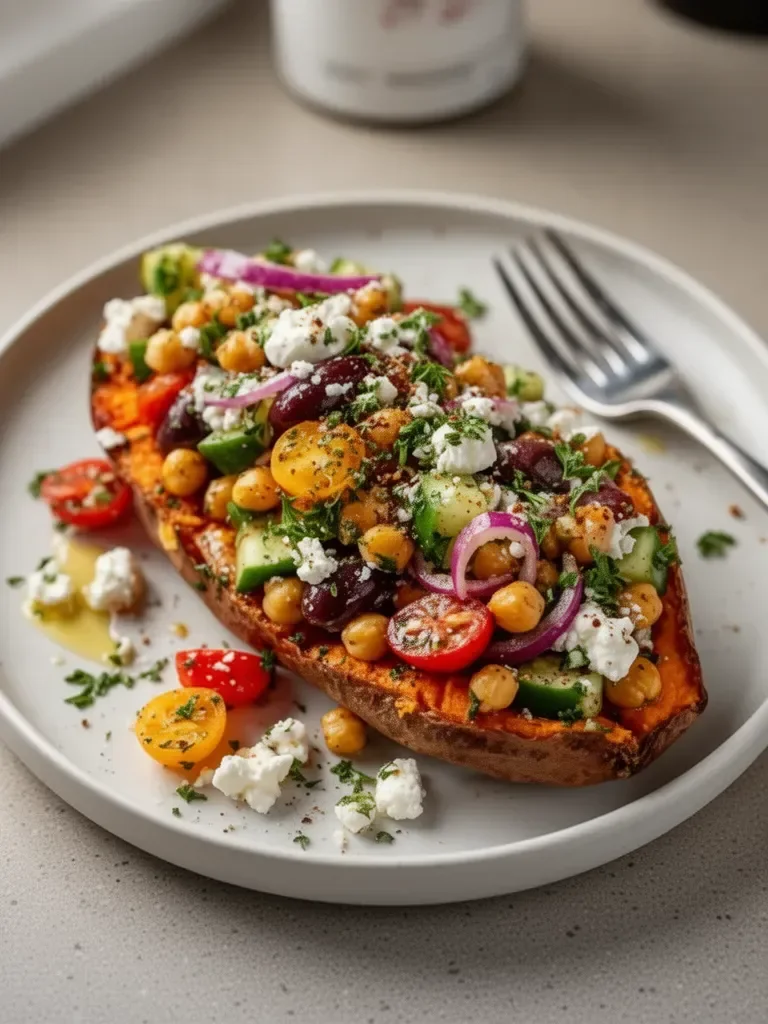 Mediterranean Stuffed Sweet Potatoes